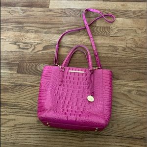 Brahmin Pink Genuine Leather Satchel Crossbody Bag